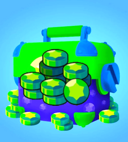 Groene gems naast een tas in Brawl Stars