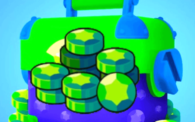 Groene gems naast een tas in Brawl Stars