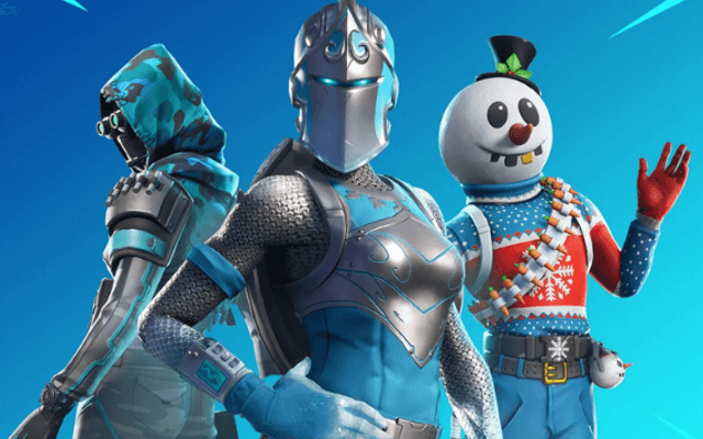 Twee Fortnite personages, waaronder een sneeuwpop met hoge hoed