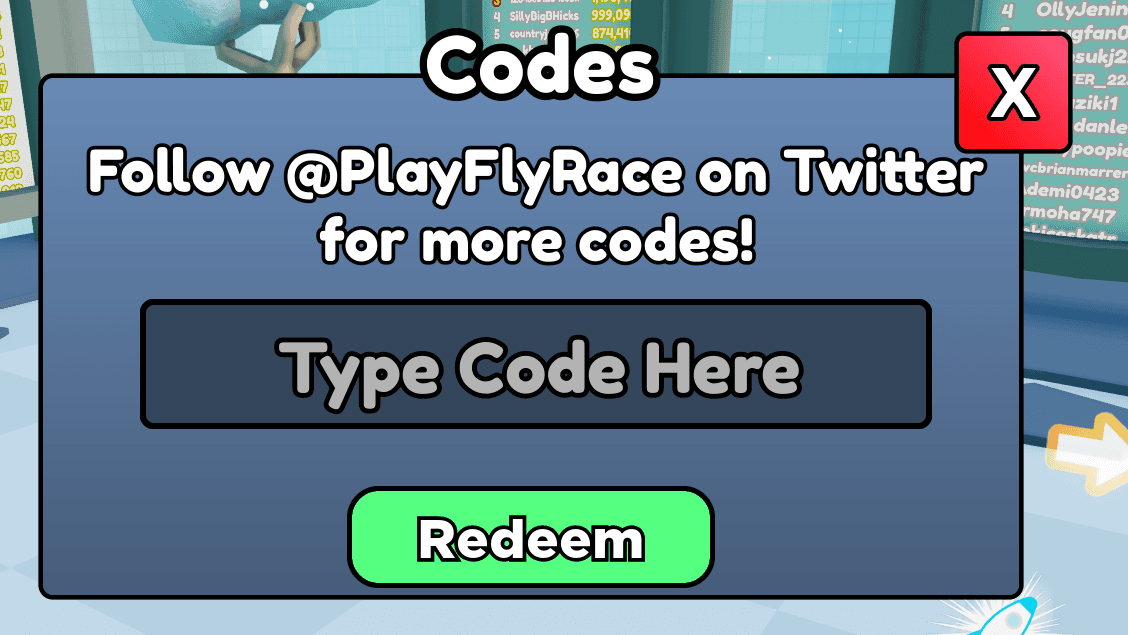 Roblox Fly Race Nieuwe Codes in December 2023