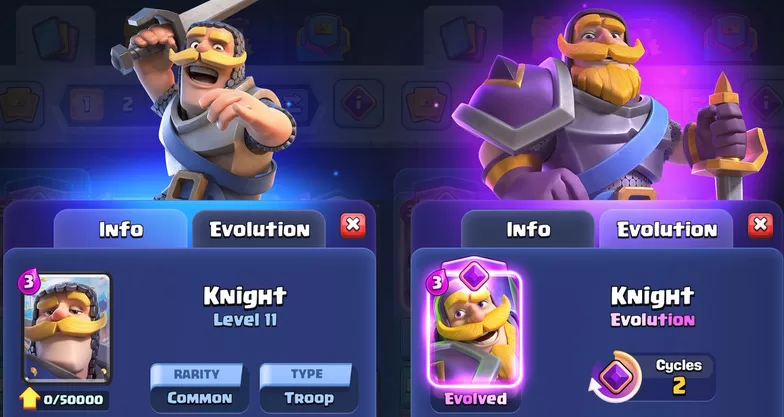 clash royale nieuwe update knight evolutie